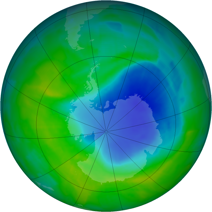 Antarctic ozone map for 03 December 2011